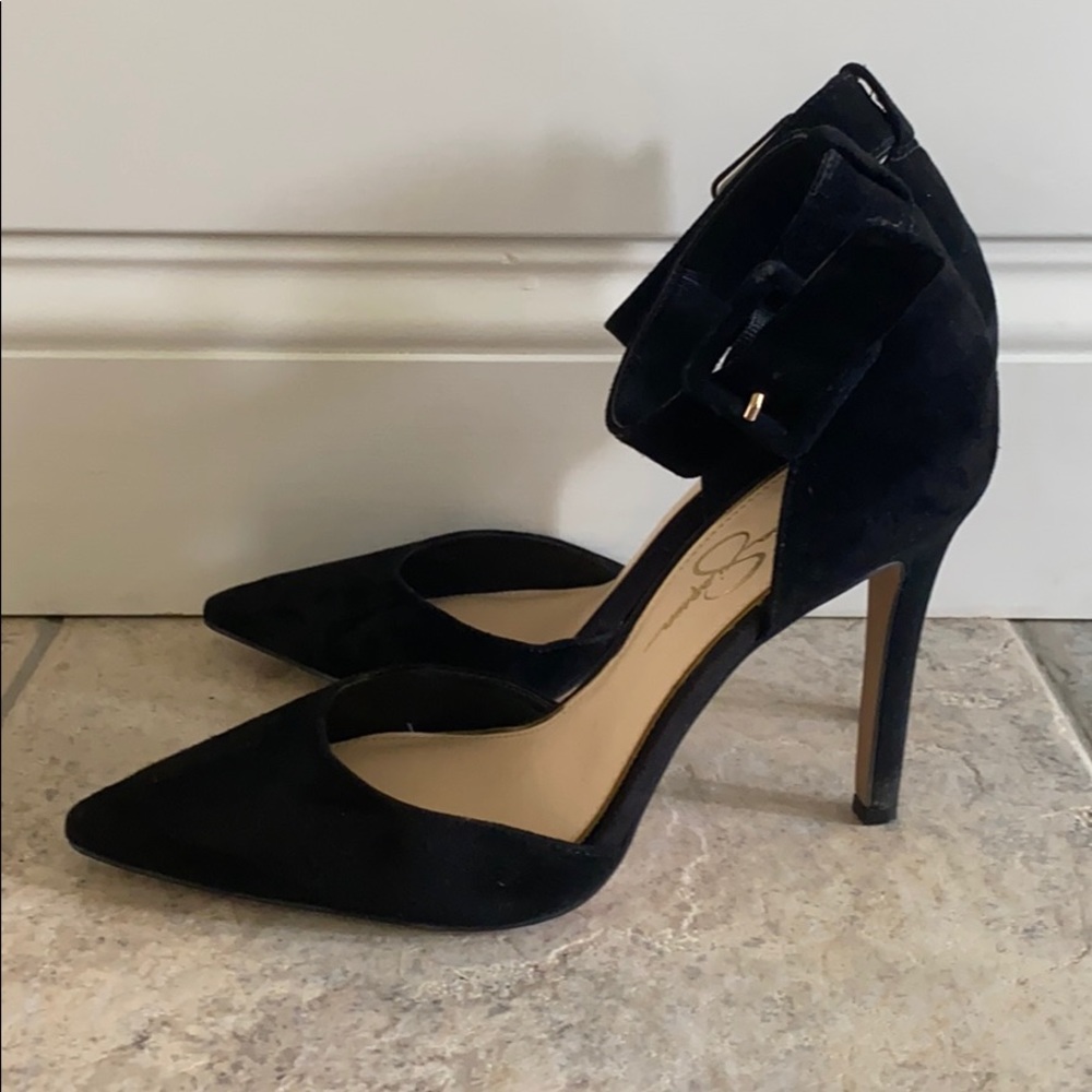 Suede Black Heels